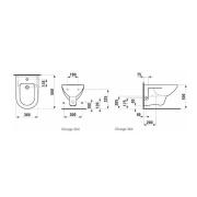 Bidet Laufen Pro závěsný, vnější přívod H8309514003041. Technický nákres 