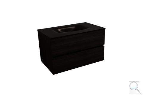 Koupelnová skříňka s umyvadlem černá mat Naturel Verona 66x51,2x52,5 cm tmavé dřevo VERONA66CMTD 