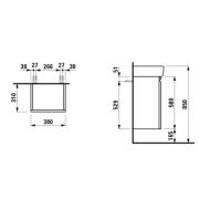 Koupelnová skříňka pod umyvadlo Laufen Pro 39x31x58 cm wenge H4830120954231. Technický nákres&nbsp;