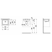 Umyvadlo Laufen Living City 35x28 cm bez otvoru pro baterii H8124320001091. Technický nákres 