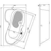 Asymetrická vana Laguna Fortuna Plus akrylát levá nebo pravá. Technický nákres