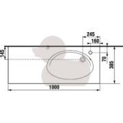 Nábytkové umyvadlo Jika Tigo 100x38,5 cm otvor pro baterii vpravo H8122190001061. Technický nákres 2 