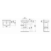 Umyvadlo Laufen Pro 60x38 cm otvor pro baterii, bez přepadu H8189590001561. Technický nákres&nbsp;