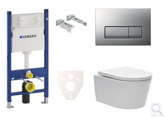 Závěsný WC set Geberit do lehkých stěn / předstěnová montáž+ WC SAT Brevis SIKOGES7W8S. obr. 1