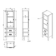 Koupelnová skříňka vysoká Brand 40x30 cm starobílá SIKONSB032 (Technický nákres)
