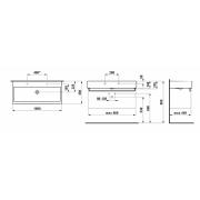 Nábytkové umyvadlo Laufen Living City 100x46 cm dva otvory pro baterii H8184380001071. Technický nákres 