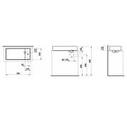 Umyvadlo na desku Laufen Kartell By Laufen 75x35 cm otvor pro baterii, bez přepadu H8123320001111. technický nákres 