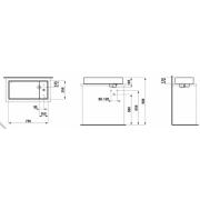 Umyvadlo na desku Laufen Kartell By Laufen 75x35 cm mat otvor pro baterii, bez přepadu H8123327571111. technický nákres