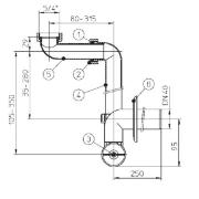 Sifon Jika Mio místošetřící a zdravotní H8942460000001. Technický nákres