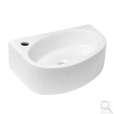 Rohové umývátko Glacera Bigio 42x29,5 cm otvor pro baterii vlevo BG4229L. Otvor pro baterii vpravo