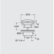 Průtočná zátka Optima k umyvadlům bez přepadu CR PZATKA. Technický nákres