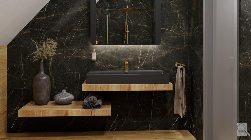 Koupelna Gold Nero podkrovní koupelna