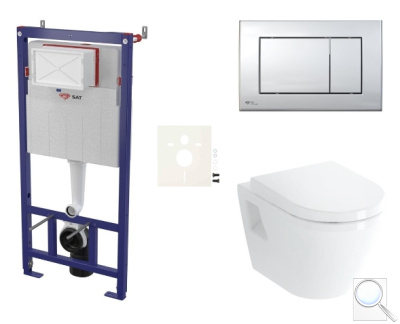Závěsný WC set SAT do lehkých stěn / předstěnová montáž+ WC VitrA Integra SIKOSSINTSC21K. obr. 1