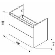 Koupelnová skříňka pod umyvadlo Jika Mio-N 75x44,5x59 cm. Technický nákres 