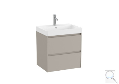 Koupelnová skříňka s keramickým umyvadlem Roca Ona 60x64,5x46 cm písková mat ONA602ZPM. obr. 1