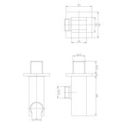 Podomítkový vývod Optima chrom SIKOBSPVD44. Technický nákres&nbsp;