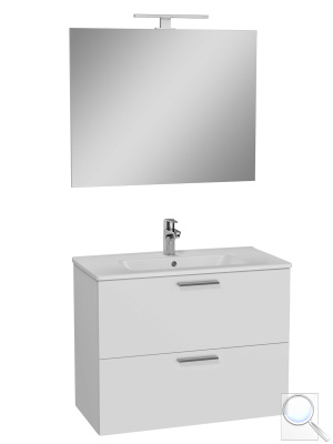 Koupelnová sestava s umyvadlem zrcadlem a osvětlením Vitra Mia 79x61x39,5 cm bílá lesk MIASET80B. obr. 1