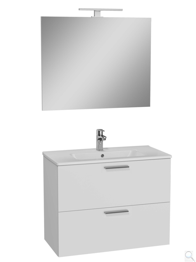 Koupelnová sestava s umyvadlem zrcadlem a osvětlením Vitra Mia 79x61x39,5 cm bílá lesk MIASET80B. obr. 1