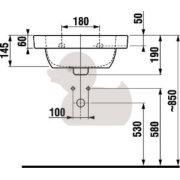 Umývátko Jika Deep 45x37 cm otvor pro baterii uprostřed H8156140001041. obr. 2 