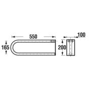 Madlo toaletní sklopné Jika Universum 550 mm, nerez H3897150030001. technický nákres 