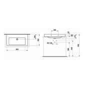 Umyvadlo Laufen Pro S 105x46 cm otvor pro baterii uprostřed H8169664001041. technický nákres 