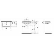 Umyvadlo Laufen Pro 60x38 cm otvor pro baterii, bez přepadu H8179590001561. Technický nákres 