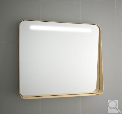 Zrcadlo s LED osvětlením s poličkou Apolo Salgar 80x70 cm zlatá 87856 obr. 1