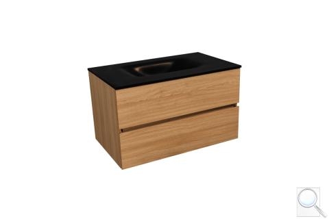 Koupelnová skříňka s umyvadlem černá mat Naturel Verona 66x51,2x52,5 cm světlé dřevo VERONA66CMSD 