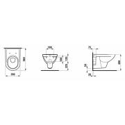WC závěsné Laufen Pro zadní odpad H8209504000001. Technický nákres&nbsp;
