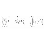 WC závěsné Laufen Pro zadní odpad H8209504000001 (Technický nákres)
