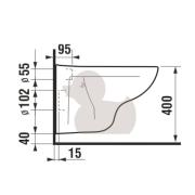 WC závěsné Jika Lyra Plus zadní odpad H8233800000001. technický nákres 1&nbsp;