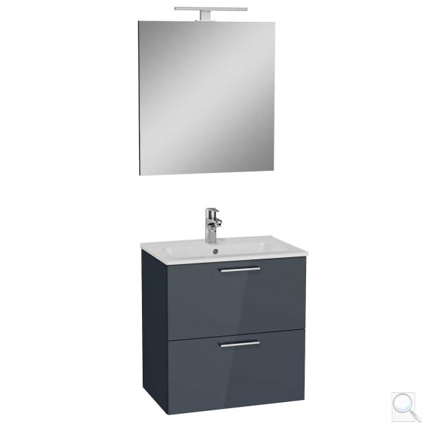 Koupelnová sestava s umyvadlem zrcadlem a osvětlením Vitra Mia 59x61x39,5 cm antracit lesk MIASET60A obr. 1