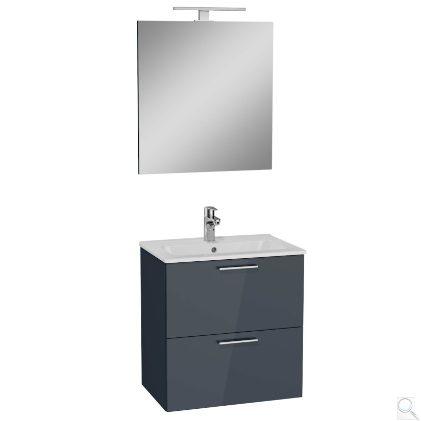 Koupelnová sestava s umyvadlem zrcadlem a osvětlením Vitra Mia 59x61x39,5 cm antracit lesk MIASET60A. obr. 1
