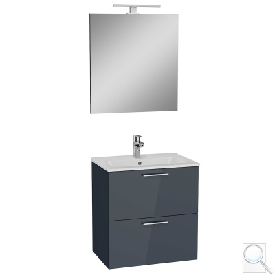 Koupelnová sestava s umyvadlem zrcadlem a osvětlením Vitra Mia 59x61x39,5 cm antracit lesk MIASET60A. obr. 1