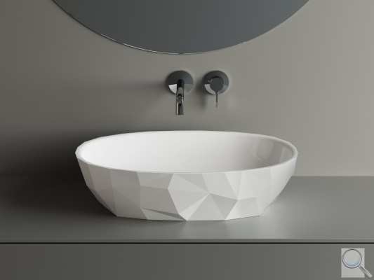 Umyvadlo na desku SAT Meda 56x37 cm bez otvoru pro baterii bílá SATME5637. obr. 1