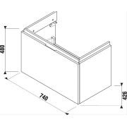 Koupelnová skříňka pod umyvadlo Jika Cubito 74x42,6x68,3 cm bílá, dub. Technický nákres&nbsp;