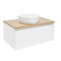 Koupelnová skříňka s krycí deskou SAT B-WAY 79x30x45 cm bílá lesk BWAY80WDOAK