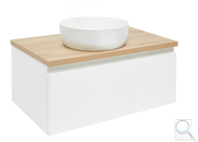 Koupelnová skříňka s krycí deskou SAT B-WAY 79x30x45 cm bílá lesk BWAY80WDOAK. obr. 1