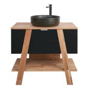 Koupelnová skříňka pod umyvadlo na desku Naturel Home 80x73x46 cm ořech/černá mat HOMEUMDC. obr. 9 