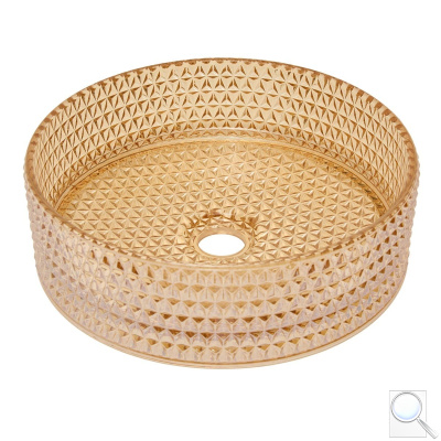 Umyvadlo na desku SAT Purity 36x36 cm jantarová bez otvoru pro baterii, bez přepadu SATGLA3636A. obr. 1