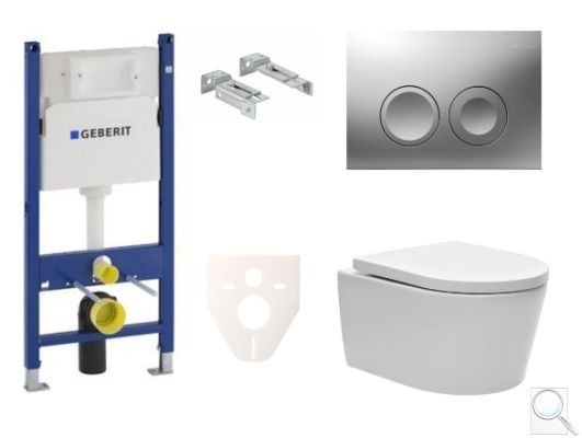 Závěsný WC set Geberit do lehkých stěn / předstěnová montáž+ WC SAT Brevis SIKOGES7W3S. obr. 1