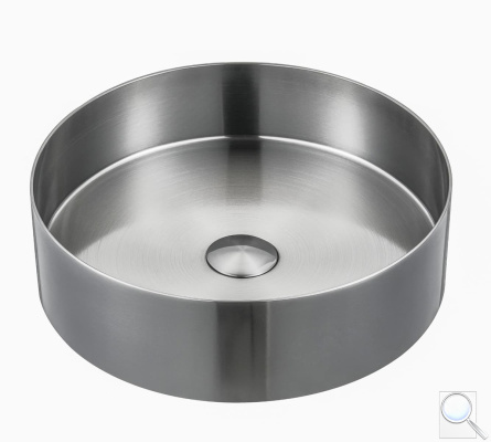 Umyvadlo na desku v barvě nerezu SAT Aurum 38x38 cm bez přepadu SATAUR3838BS. obr. 1