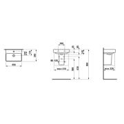 Umývátko Laufen Pro S 45x34 cm otvor pro baterii, bez přepadu H8159610001561. Technický nákres&nbsp;