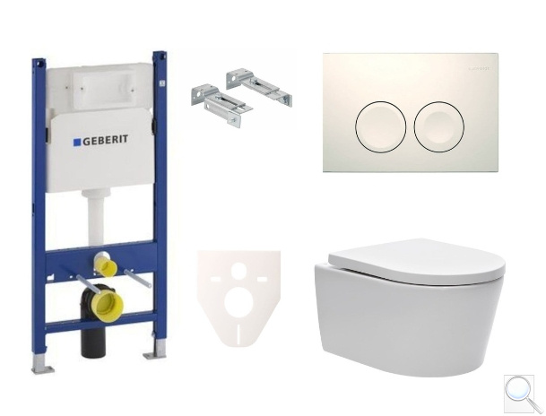Závěsný WC set Geberit do lehkých stěn / předstěnová montáž+ WC SAT Brevis SIKOGES7W1S. obr. 1