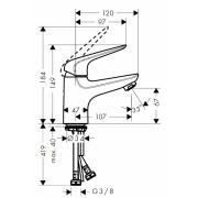 Umyvadlová baterie Hansgrohe HG288 bez výpusti chrom SIKOBHGN271. Technický nákres