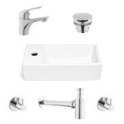 Koupelnový set závěsného levého umývátka Brevis, pákové baterie, sifonu, průtočné zátky a roháčků KSETBRE2L. &nbsp;(2)
