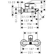 Vanová baterie Hansgrohe HG248 bez sprchového setu 150 mm chrom SIKOBHGMS222. Technický nákres 
