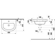 Umývátko Jika Deep 45x37 cm otvor pro baterii uprostřed nebo bez otvoru pro baterii. otvor pro&nbsp;baterii uprostřed 1561.4.000.134.1&nbsp;