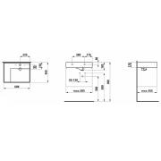 Umyvadlo Laufen Kartell By Laufen 60x46 cm mat otvor pro baterii, bez přepadu H8103357571111. technický nákres
