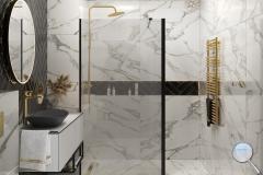 Koupelna Geotiles Aurora - SIKO-koupelna-v-mramoru-v-cernem-a-zlatem-provedeni-s-cernym-walk-in-serie-Aurora-001
